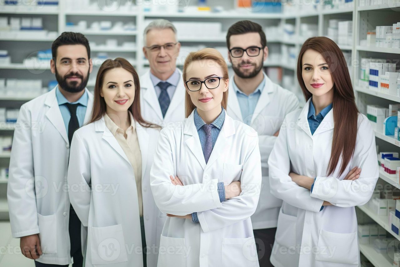 Echipă de farmaciști în farmacie – asigurare malpraxis